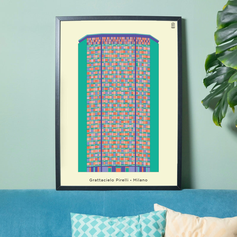 Poster 50x70 Grattacielo Pirelli Pastello - Milano