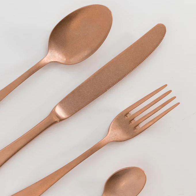 Matte copper cutlery