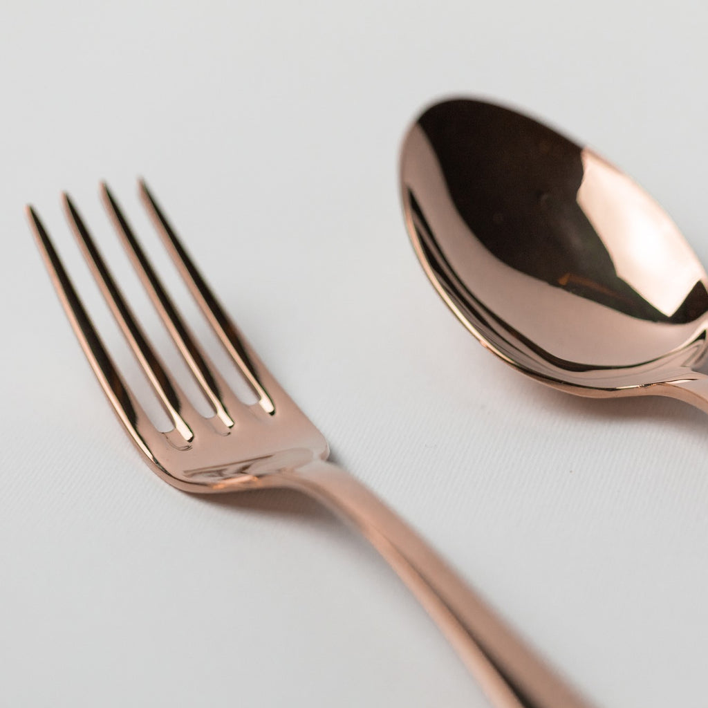 Polished copper cutlery