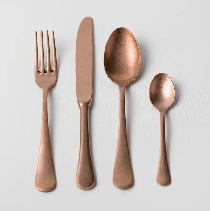 Matte copper cutlery